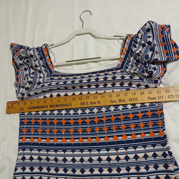 SIGNATURE by ROBBIE BEE 12 square-neck flutter-sleeve sheath geometric-print - Picture 14 of 16